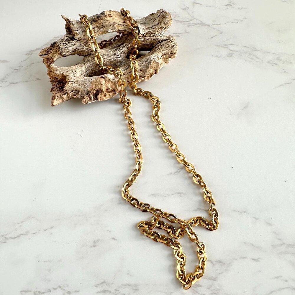 Gold Plated Oval Link Chain Necklace 18" with Hook Clasp